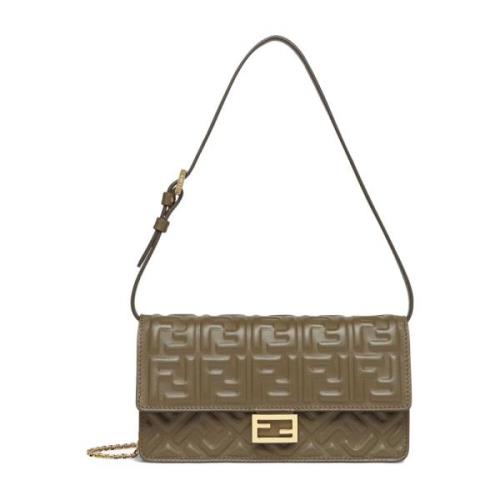 Groene Flap Tas met FF Motief Fendi , Green , Dames