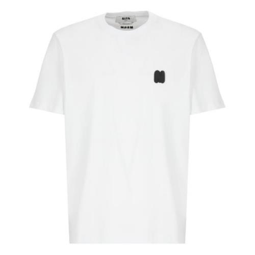 Wit Katoenen T-shirt met Borduursel Msgm , White , Heren