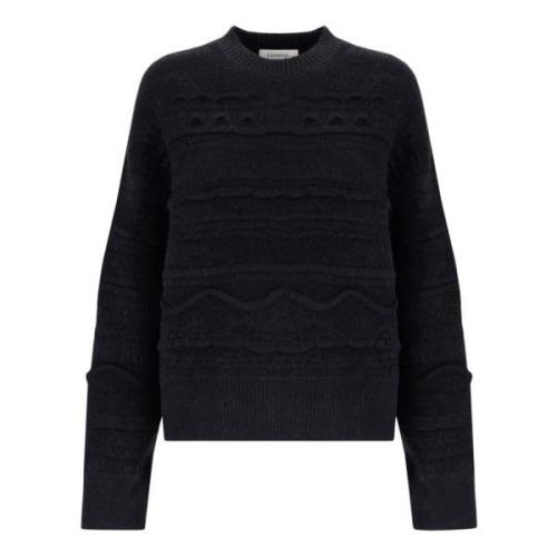 Jacquard Crewneck Sweater Laneus , Black , Dames