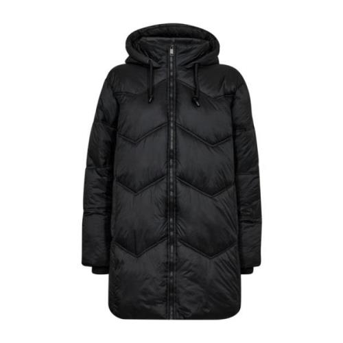 Gewatteerde Winterjas met Capuchon Freequent , Black , Dames