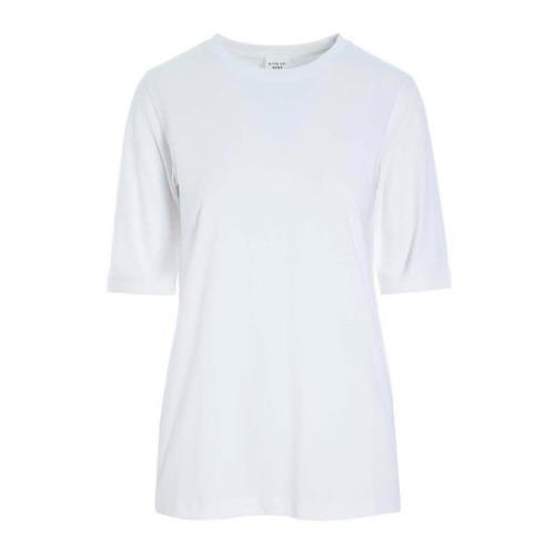 Witte Katoenen T-shirt met Elleboogmouwen Bitte Kai Rand , White , Dam...