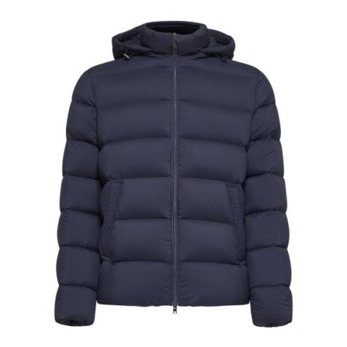 Blauwe Gewatteerde Nylon Bomberjack Herno , Blue , Heren