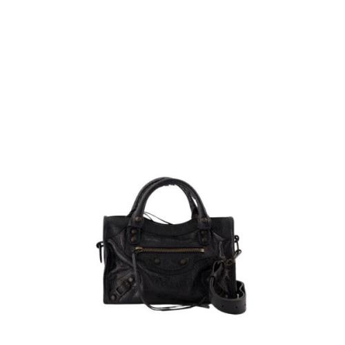 Zwarte Leren Mini Tas met Handvatten Balenciaga , Black , Dames