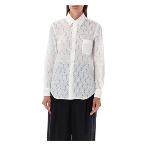 Off-white Doorschijnende Kant Knoopshirt Comme des Garçons , White , D...