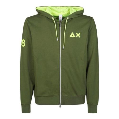 Hoodie met fluorescerende logoprint Sun68 , Green , Heren