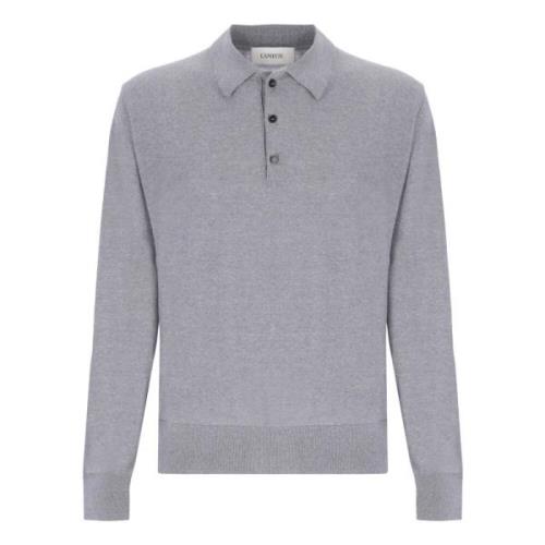 Lange mouw poloshirt in kasjmier wolmix Laneus , Gray , Heren