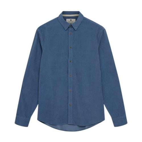 Blauw Corduroy Effen Overhemd Anerkjendt , Blue , Heren