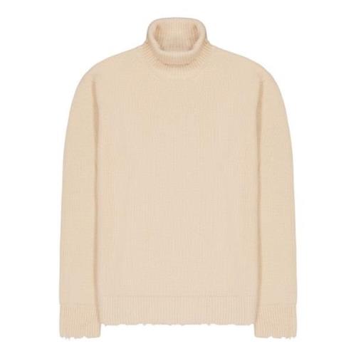 Turtleneck Sweater With Wool Breakages Laneus , Beige , Heren