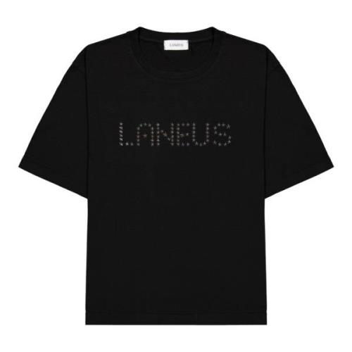 Zwart t-shirt met gepersonaliseerde tekst Laneus , Black , Dames