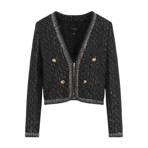 Zwart Zilver Boucle Jas Giambattista Valli , Black , Dames