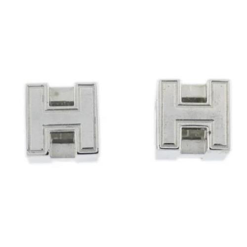 Pre-owned Metal earrings Hermès Vintage , Gray , Dames