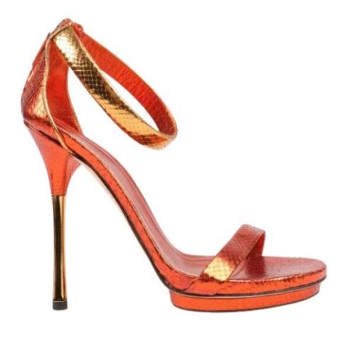 Pre-owned Leather sandals Gucci Vintage , Orange , Dames