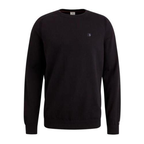 Essentiële Katoen Stretch Crewneck Trui Cast Iron , Black , Heren