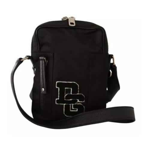 Logo Patch Messenger Cross Body Tas Dolce & Gabbana , Black , Heren