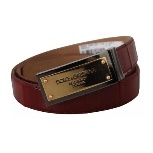 Metalen Gesp Leren Riem Dolce & Gabbana , Brown , Dames