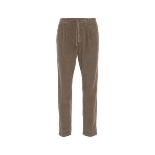 Bruine Slim-Fit Katoenen Broek Aw24 Cruna , Brown , Heren