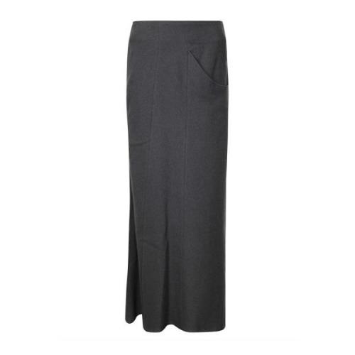 Wollen Asymmetrische Lange Rok met Zak Yohji Yamamoto , Gray , Dames