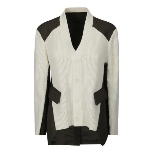 Chalk Stripe Gebreide Vest Sacai , Beige , Dames