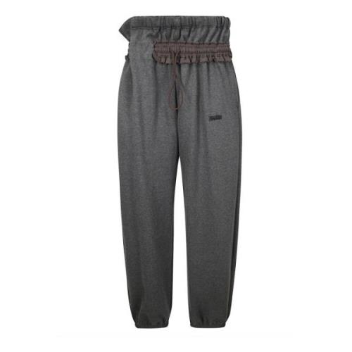 Wijde Pijp Trackpants met Elastische Taille Magliano , Gray , Dames