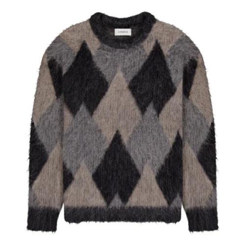 Argyle Crewneck In Baby Alpaca Laneus , Multicolor , Heren