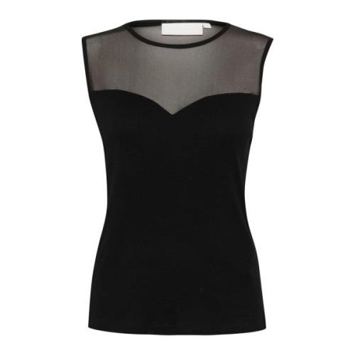 Mesh-detail Mouwloze Top Meteorite Karen by Simonsen , Black , Dames