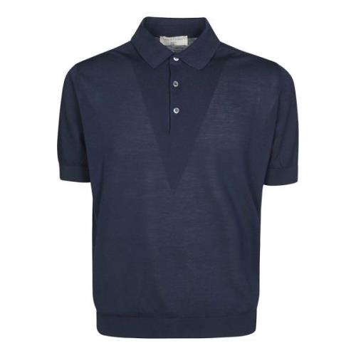 Gewassen Crepe Polo Shirt Filippo De Laurentiis , Blue , Heren