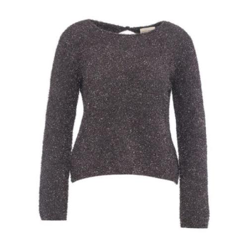 Paarse Gebreide Trui Aw24 Stijlvolle Ronde Hals Semicouture , Purple ,...