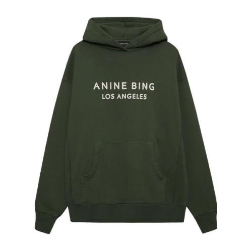 Donkergroene Hoodie met Stoere Print Anine Bing , Green , Dames