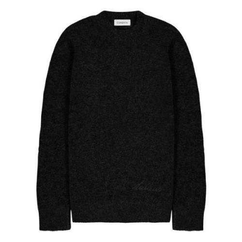 Alpaca Crewneck Sweater Laneus , Black , Heren