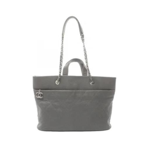 Pre-owned Leather totes Chanel Vintage , Gray , Dames