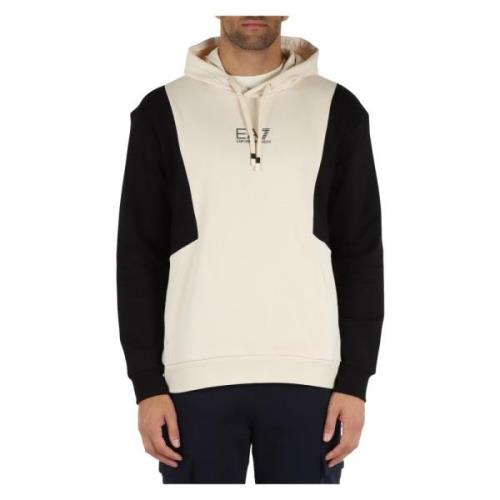 Katoenen hoodie met logoprint Emporio Armani EA7 , White , Heren