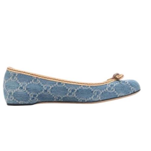 Pre-owned Canvas flats Gucci Vintage , Blue , Dames