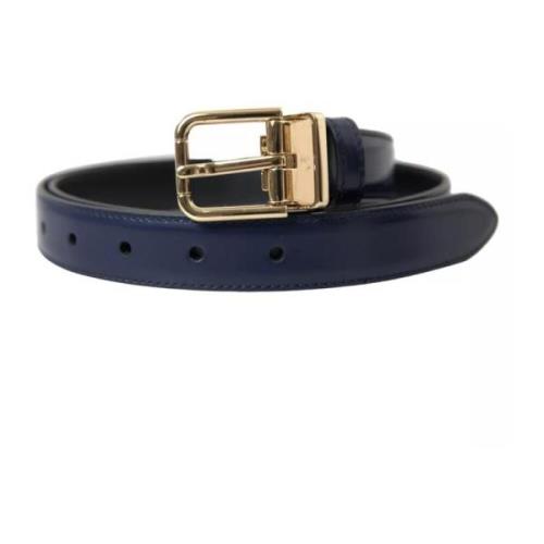 Blauwe Leren Riem met Metalen Gesp Dolce & Gabbana , Blue , Heren