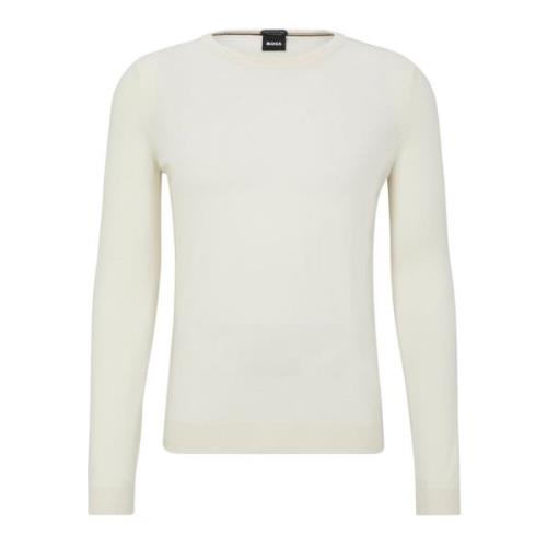 Slim-Fit Virgin Wool Sweater - Wit - S Boss , White , Heren