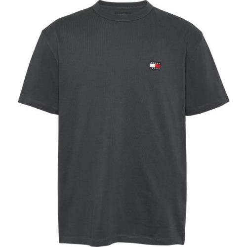 Regular Fit Badge Tee in Donkergrijs Tommy Jeans , Black , Heren