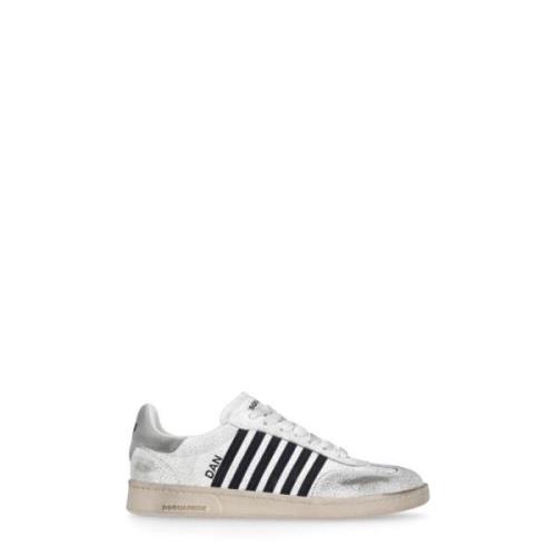 Witte Suède Leren Heren Sneakers Dsquared2 , White , Heren