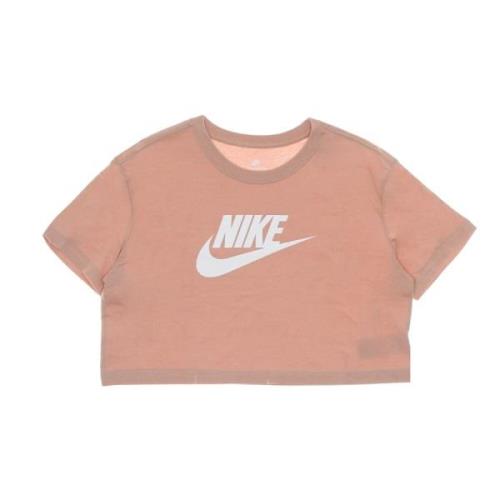 Iconische Crop Tee in Rose Whisper/Wit Nike , Pink , Dames