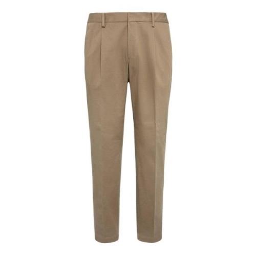 Stretch Katoen Gabardine Broek Boggi Milano , Beige , Heren