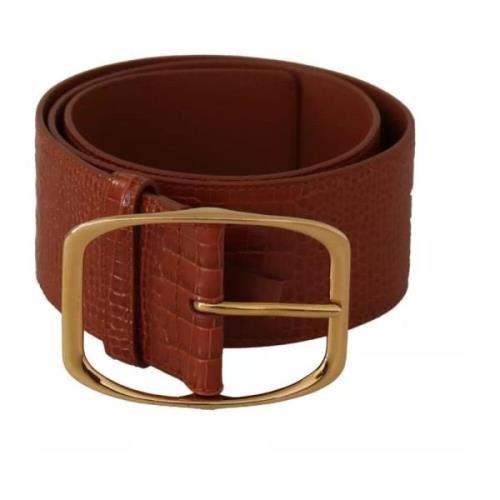 Luxe Leren Taille Riem met Gouden Gesp Dolce & Gabbana , Brown , Dames