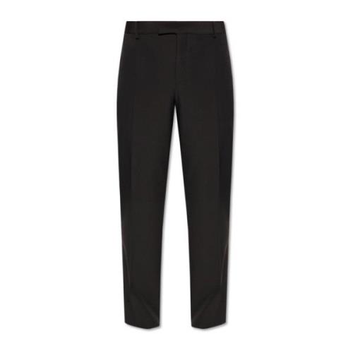 Wollen broek met vouw Salvatore Ferragamo , Black , Heren