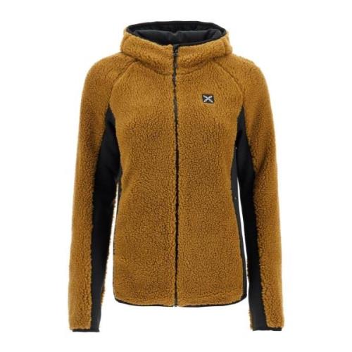 Sherpa Zip-Up Hoodie met Jersey Inzetstukken Montura , Brown , Dames