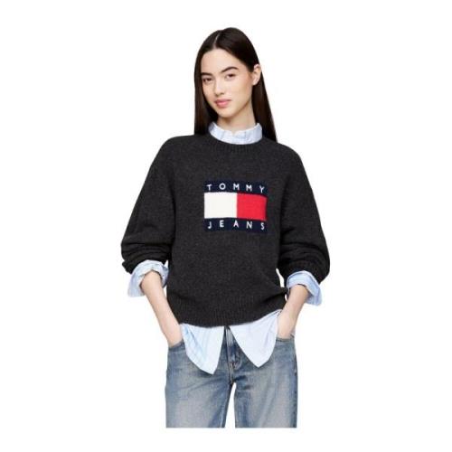 Zwart Melange Relaxte Pasvorm Sweater Tommy Jeans , Black , Dames