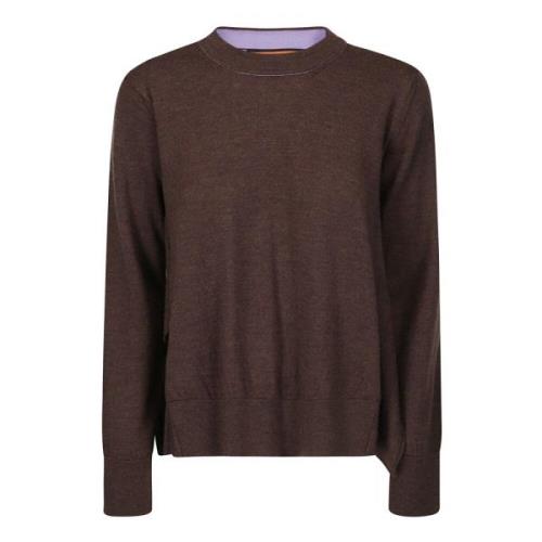 Asymmetrische Crew Neck Sweater met Zijopening Colville , Brown , Dame...