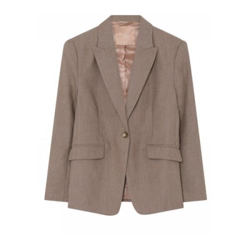 Klassieke Blazer met V-Hals en Klepzakken Gustav , Brown , Dames