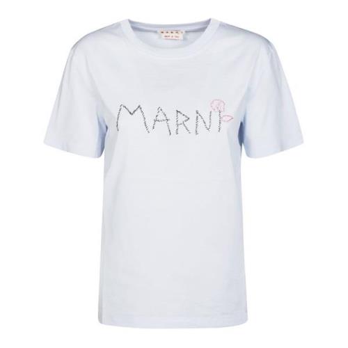 Logo T-shirt Casual Wear Marni , White , Dames