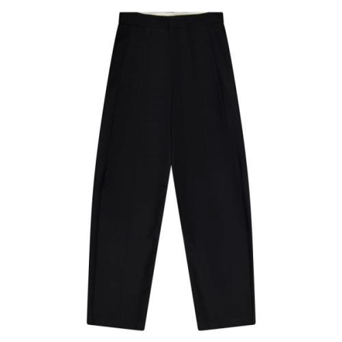 Wollen Wijde Broek Met Plooien Laneus , Black , Dames