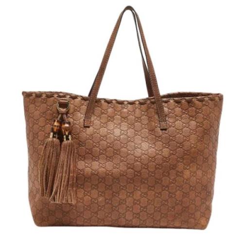 Pre-owned Leather totes Gucci Vintage , Brown , Dames