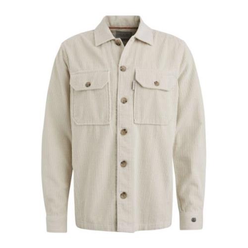 Ribcord Overshirt Solid Shirt Cast Iron , Beige , Heren