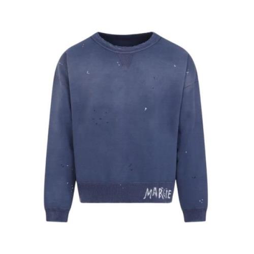 Blauwe Handgeschreven Sweatshirt Maison Margiela , Blue , Heren