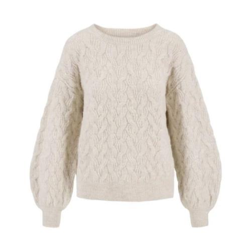 Gebreide trui met textuur Zusss , Beige , Dames